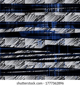 Blue seamless texture from lines and strokes. Abstract vector background for web page, banners backdrop, fabric, home decor, wrapping