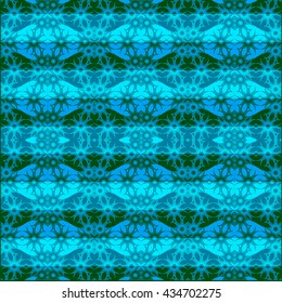 Blue seamless texture with ornate nautical pattern. Simulation of waves in vector