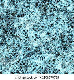 Blue seamless texture from rings and curved stripes. Abstract vector background for web page, banners backdrop, fabric, home decor, wrapping