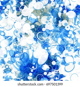 Blue Seamless texture with spots, ovals, rings. Abstract vector background for web page, banners, fabric, home decor, wrapping 