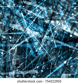 Blue seamless texture. Stripes, lines, triangles mix random. Dark and light. Abstract vector background for web page, banners backdrop, fabric, home decor, wrapping