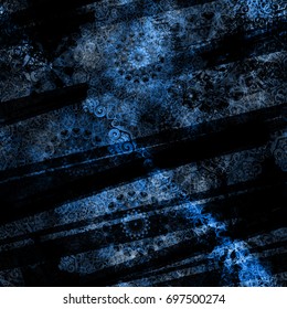 Blue Seamless texture from stripes and mandalas. Abstract vector background for web page, banners, fabric, home decor, wrapping 