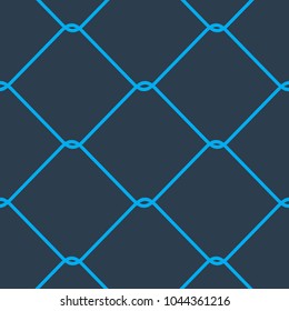blue seamless texture. Structure of metal mesh fence. Realistic. Vector background.