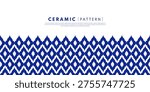 Blue seamless Thai geometric ceramic pattern. Traditional Thai seamless pattern featuring flowing Thailand-inspired geometric shapes in deep blue on a light background. Perfect for wallpapers, textiles, packaging, and modern decorative designs.