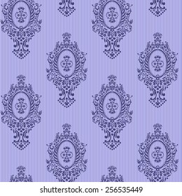 Blue seamless vector skyline damask background