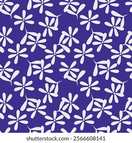 blue seamless vector stock flowers leaf pattern on grey background