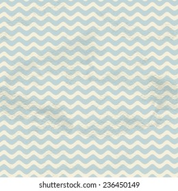 Blue seamless vintage horizontal small smooth waves pattern on grange paper