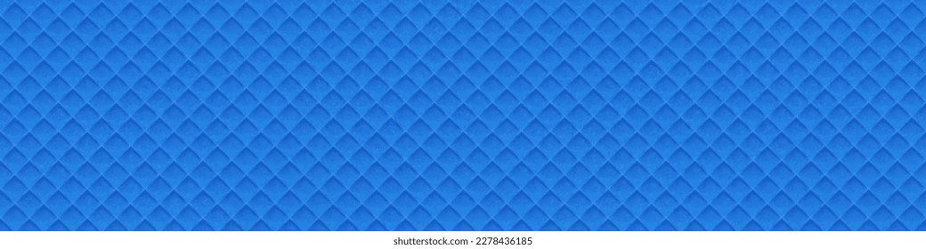 Blue seamless waffle towel fabric texture vector. Abstract 3d cotton weave background cloth material structure. Clean wafer surface textile wallpaper repeat illustration. Simple motif backdrop.