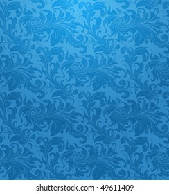 Blue Seamless wallpaper pattern, vector