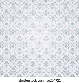 Blue Seamless Wallpaper Pattern, Vector