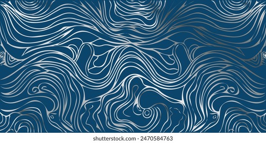 Blue seamless Wavy background texture. Wave pattern .vector Illustration