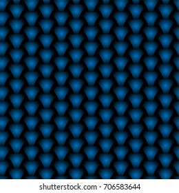 Blue Seamless wickerwork triangle surface pattern. Gradient vector graphic. Dragon squama style tiles