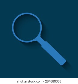 Blue Search Icon  with shadow on a blue background