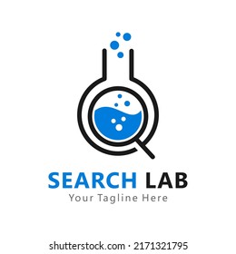 blue search lab vector logo template
