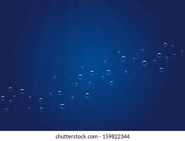 Blue seascape with air bubbles