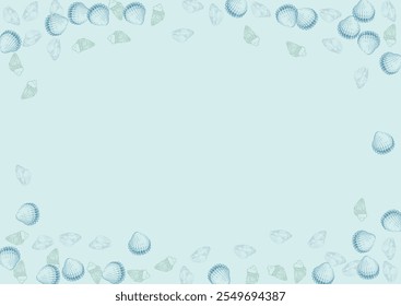 Blue Seashell Background Gray Vector. Starfish Seamless Texture. Whimsical Illustration. Ultramarine Scallop Watercolor Wallpaper.