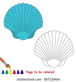 Blue Seashell to be colored, the coloring book for preschool kids with easy educational gaming level.
