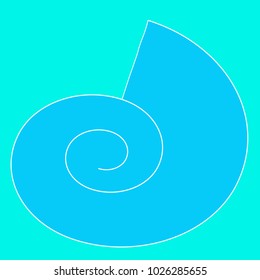 Blue seashell on the cyan background