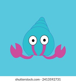 The blue seashell on the light blue background
