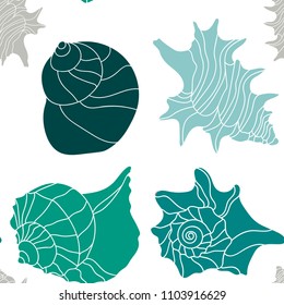 Blue seashell pattern.