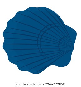 Blue seashell simple nautical souvenir vector illustration isolated on white background