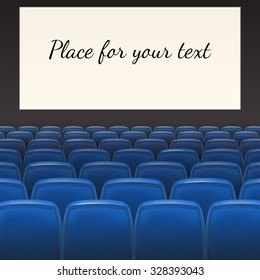 Blue seats with white blank screen and space for your text
