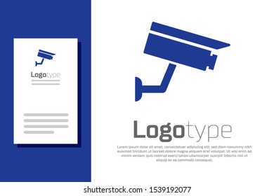 Blue Security camera icon isolated on white background. Logo design template element. Vector Illustration