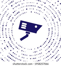 Blue Security camera icon isolated on white background. Abstract circle random dots. Vector