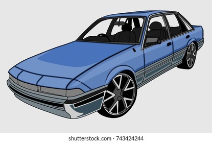 blue sedan car