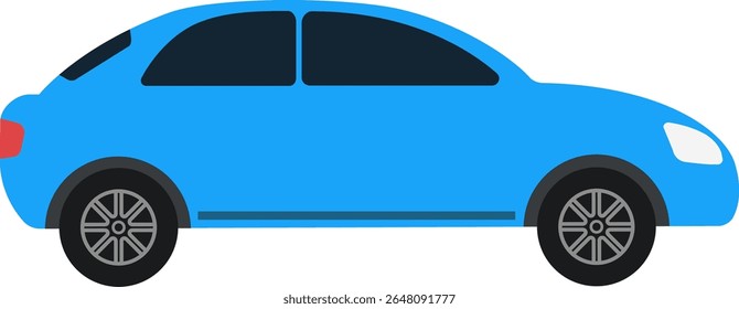Blue Sedan Car Vector Flat Illustration