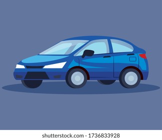 blue sedan car vehicle transport icon vector illustration design