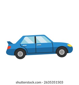 Blue sedan vector illustration in side view. Family car design ideal for urban and daily use