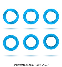 Blue segmented circles, 2d letter signs, vector logos on white background, eps 8
