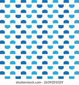 Blue Semi-Circle Tile Seamless Pattern. Perfect for art and crafts, digital paper, fabric printing, textile printing, packaging, scrapbooking, gift wrap, background and more.