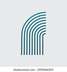 diseño de línea curva semicircular azul para el logotipo.Vector sobre fondo blanco