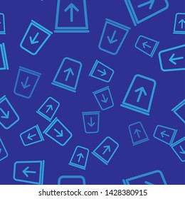 Blue Send to the trash line icon isolated seamless pattern on blue background. Vector Illustration