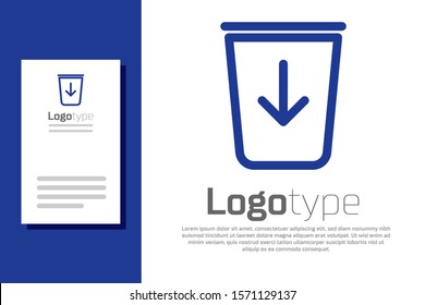 Blue Send to the trash line icon isolated on white background. Logo design template element. Vector Illustration