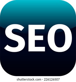 blue seo icon or button for phone app - search engine optimization