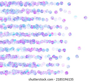 Blue sequins confetti scatter vector composition. Delicate shiny spangle elements holiday decoration top view. Christmas confetti placer sparkling pattern.