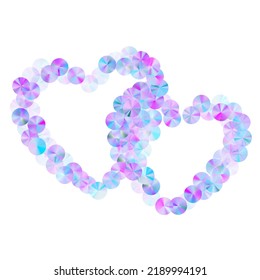 Blue sequins confetti scatter vector background. Glamour shiny paillette particles party decoration top view. New Year confetti placer shimmering background.