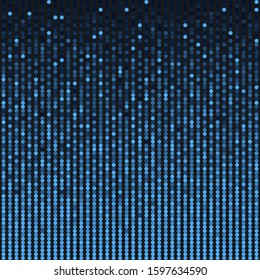 Blue sequins, glitters, sparkles, paillettes, mosaic background template. Abstract luxury halftone vector creative backdrop. Blue rounds with gradient trendy. Vibrant shiny dots glitter texture.