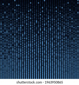 Blue sequins, glitters, sparkles, paillettes, mosaic background template. Abstract luxury halftone vector creative backdrop. Glitter rounds gradient trendy. Vibrant blue shiny dots glitter texture.