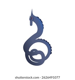 Blue serpent dragon. Vector illustration