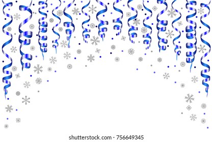 blue serpentine and snowflakes. vector background
