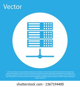 Blue Server, Data, Web Hosting icon isolated on blue background. White circle button. Flat design. Vector Illustration