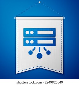 Blue Server, Data, Web Hosting icon isolated on blue background. White pennant template. Vector