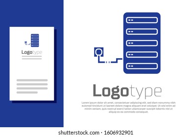 Blue Server icon isolated on white background. Adjusting app, service concept, setting options, maintenance, repair, fixing. Logo design template element. Vector Illustration