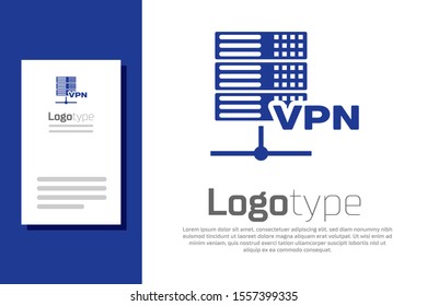 Blue Server VPN icon isolated on white background. Logo design template element. Vector Illustration