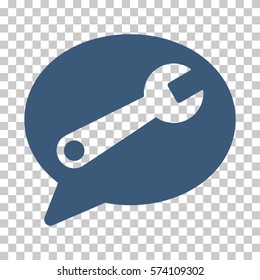 Blue Service Message toolbar icon. Vector pictogram style is a flat symbol on chess transparent background.