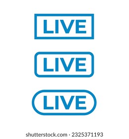 blue set design live stream symbol design template, social media live streaming blue logo on air vector, on air tv show element design with play icon, social media element design
